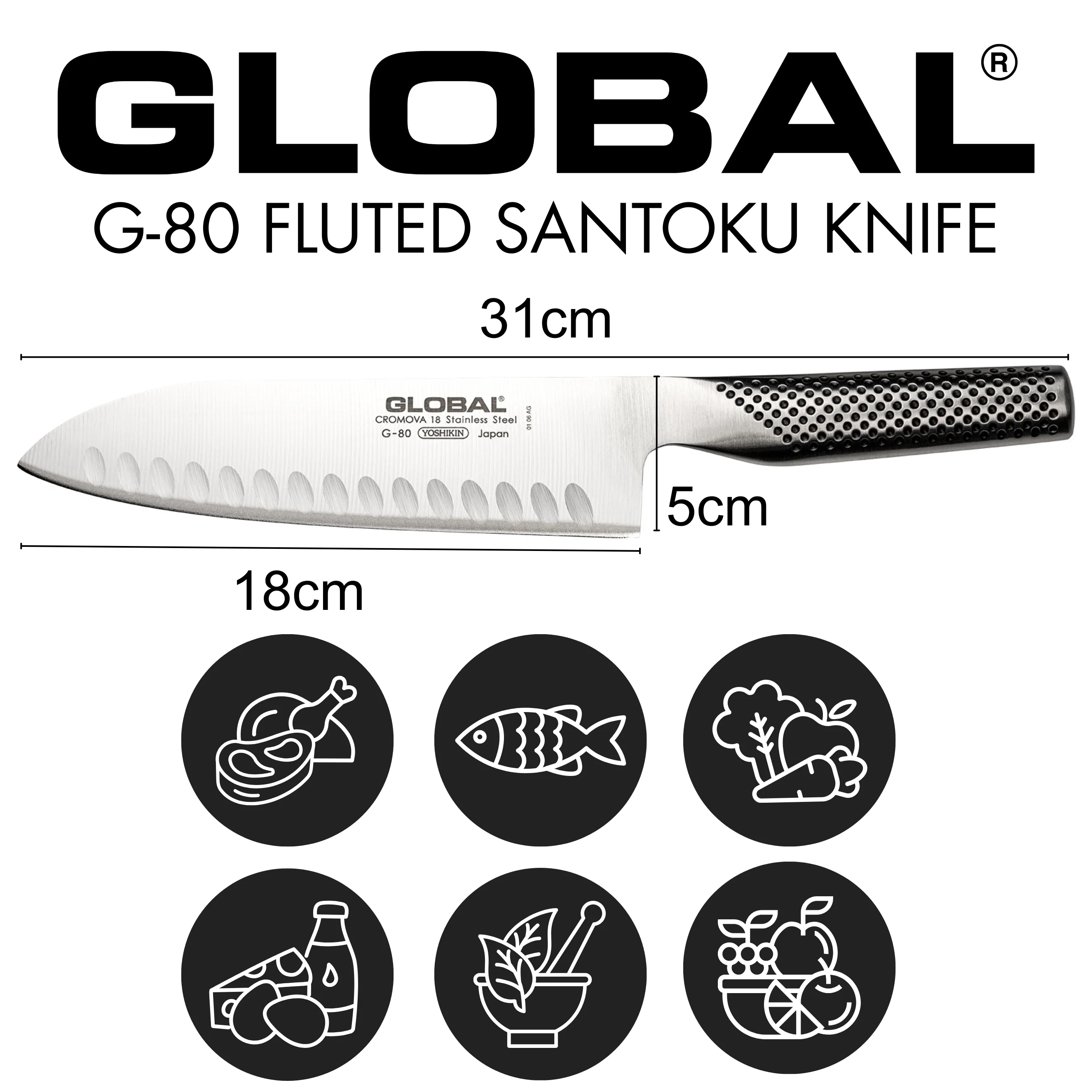 G-80 Fluted Santoku Knife 18cm - Image 9