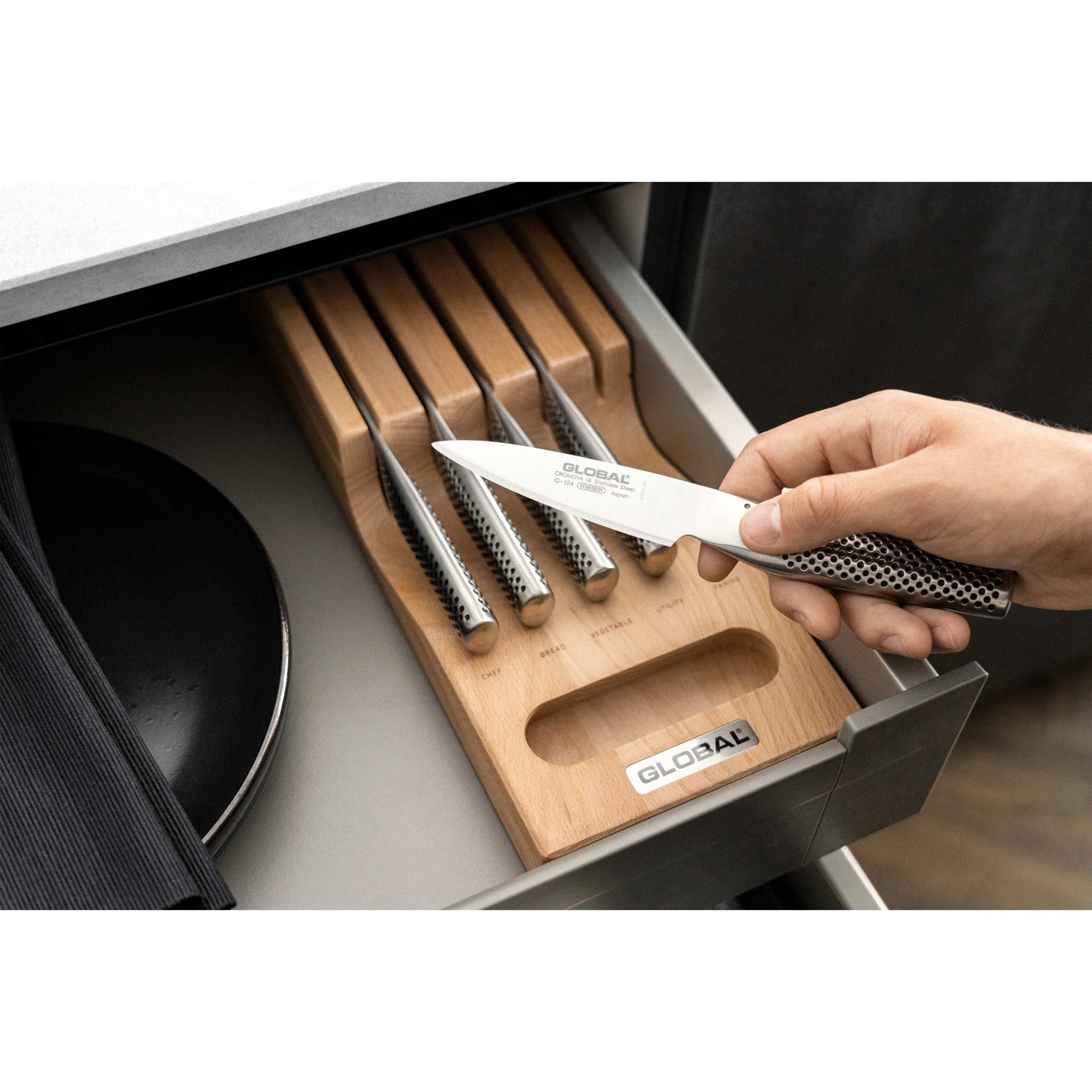Global Hikaeme 6pc In-Drawer Knife Dock Set - Image 6